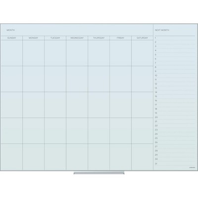 U Brands Glass Dry Erase Calendar Board 47x35 White Frosted Surface Frameless 2776U00-01