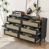 KTMBDW Rattan 6 Drawers Chest of Dressers, Modern 6 Drawer Dresser, Chest of Drawers Storage Cabinet for Living Room, Bedroom, Hallway - 3 of 4