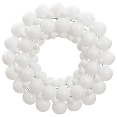 Aghana Digitals 45cm Shatterproof Polystyrene Christmas Wreath with 83 Ornaments - White, Reusable,
