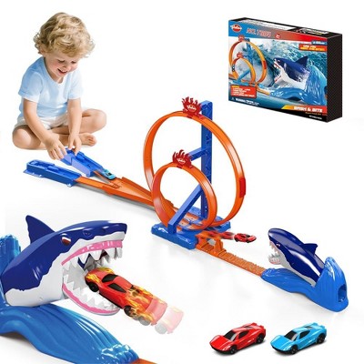 VATOS Shark Toy Car Race Track Set Jumping Racing Game Tracks Gift for Kids Boys Girls Ages 3-12
