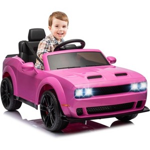 Coucheta Licensed Dodge Challenger Kids Electric Car, 12V Battery Powered Ride On Car with Parent Remote Control, LED Headlights & Music - 1 of 4