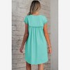 Amaryllis Women’s Ruffle Sleeve V Neck Mini Dress Tiered Hem Pink Green Leaf Print Relaxed Fit Lightweight - 3 of 4