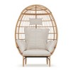 500 Lbs Capacity Oversized Wicker Egg Chair, All-Weather Rattan Egg Lounge Chairs for Living Room, Outdoor Oversized Egg Chair Indoor w/5 Cushions - 3 of 4