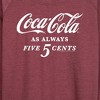 Women's - Coca-Cola - As Always Five Cents Lightweight French Terry Wide Neck Long Sleeve Shirt - 2 of 4