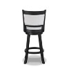 2-piece swivel bar stool set, upholstered seat, nailhead trim, footstool, wooden dining furniture, black - 4 of 4