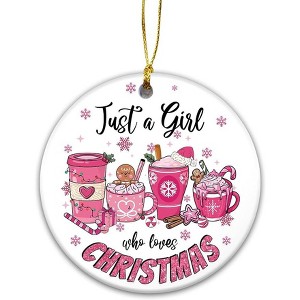 Lomsoe Just A Girl Who Loves Christmas Ornament Lovers Xmas Gift Ceramic Ornament for Friends Christmas Decor Christmas Gift - 1 of 1