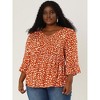 Agnes Orinda Women's Plus Size Babydoll Peplum High Low Hem V Neck 3/4 Sleeve Trendy Tops - 4 of 4