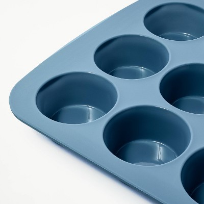 12ct Silicone Muffin Pan Blue - Figmint™:Oven & Dishwasher Safe, 10-Year Warranty