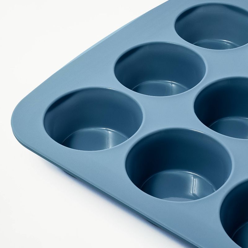 12ct Silicone Muffin Pan Blue - Figmint&#8482;, 4 of 6