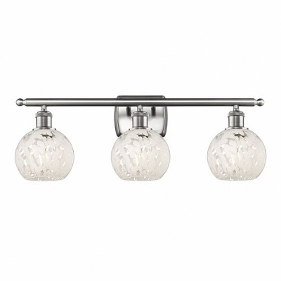 White Mouchette - 3 Light Bath Vanity In Modern Style-9 Inches Tall and 26 Inches Wide