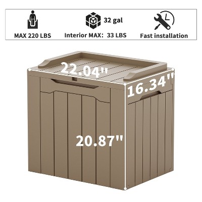 Mocha Lockable 32 Gallon Resin Deck Box with Seat