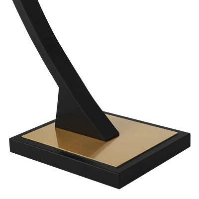 Modern Black and Gold Arc Floor Lamp with Frosted Glass Orbs