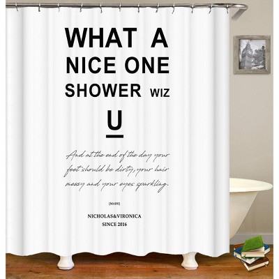 What A Nice One Shower Shower Curtains for Bathroom Waterproof Fabric Bath Curtain Durable Soft Stylish Bathroom Decor 72x72 Inch