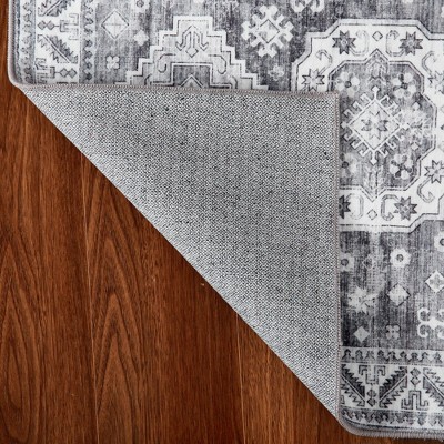 Gray 9' x 12' Vintage Distressed Washable Area Rug