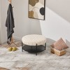Aortzio 30.9"Wide Upholstered Round Ottoman Coffee Table,Wooden Open Storage Shelf with Metal Legs - 3 of 4