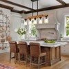 BAOURE 3-Light Farmhouse Wood Chandelier - 19.69" Rustic Rectangular Pendant Light - Black with Seed Glass Shades for Kitchen Islands & Dining - 4 of 4