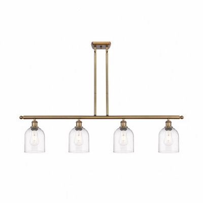 Bella - 4 Light Stem Hung Island In Industrial Style-10 Inches Tall and 48 Inches Wide