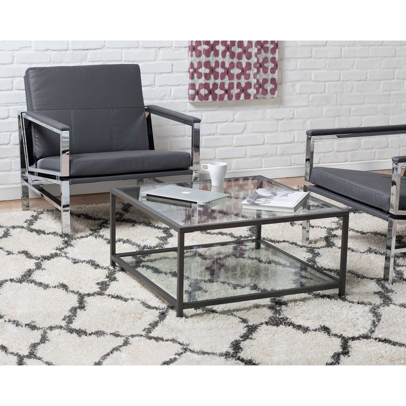 30&#34; Camber Modern Square Coffee Table with Clear Glass Pewter - Studio Designs Home, 4 of 11