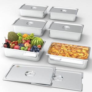 2/4/6 Inch Deeo Full-Size Hotel Pans. Commercial-grade stainless steel with anti-jam design for buffets, catering, and restaurant use - 1 of 4