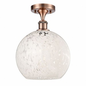 White Mouchette - 1 Light Semi-Flush Mount In Modern Style-13 Inches Tall and 10 Inches Wide - 1 of 1