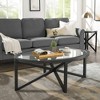 LIVAREEmlen Modern simple glass coffee table, tempered glass coffee table solid wood base round transparent glass top modern living room terrace study - 3 of 4