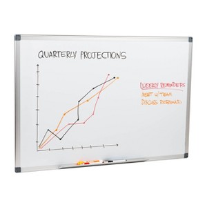 Mind Reader Dry Erase Magnetic White Board, Wall Mount with Eraser Marker Shelf, Office, 35.5"L x 23.5"W x 0.5"D, White - 1 of 4