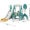 Climber Slide with Basketball Hoop, Kids Swing Slide Set Freestanding Climber Slide Playset Structure  Indoor Outdoor Playground for Boys Girls Green - 2 of 4