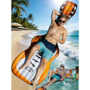 Jasonwell Inflatable Pool Float Mattress Lounger for Adults, Large Comfortable Floatie for Stomach & Back Tanning, Guitar Design, 88"L x 30"W - 1 of 4