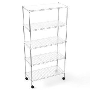NicBex 60.00" 5-Tier Bookshelf with Wheels & Shelf Liners Bookcases for Living Room Home Office - 1 of 4