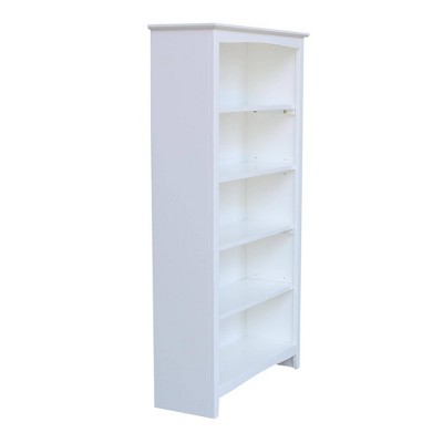 Transitional Solid Hardwood 60" White Shaker Bookshelf