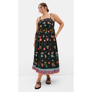 midi dress size 10 Free Assembly Women's and Women's Plus Sleeveless Cotton Panel Midi Dress, Sizes Xs-4x, Size: Medium, Multicolor