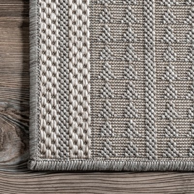 Light Grey Synthetic Flat Woven Square Indoor/Outdoor Rug