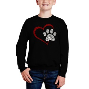 LA Pop Art Paw Heart - Boy's Word Art Crewneck Sweatshirt - 1 of 4