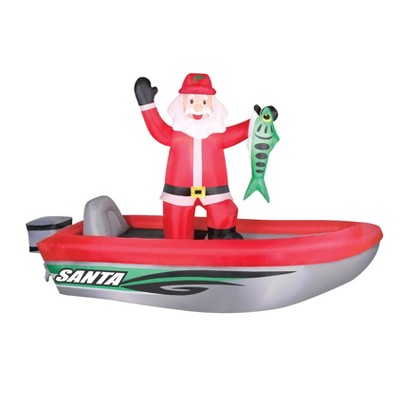 10 Ft Inflatable Santa Fishing Boat with LED Lights