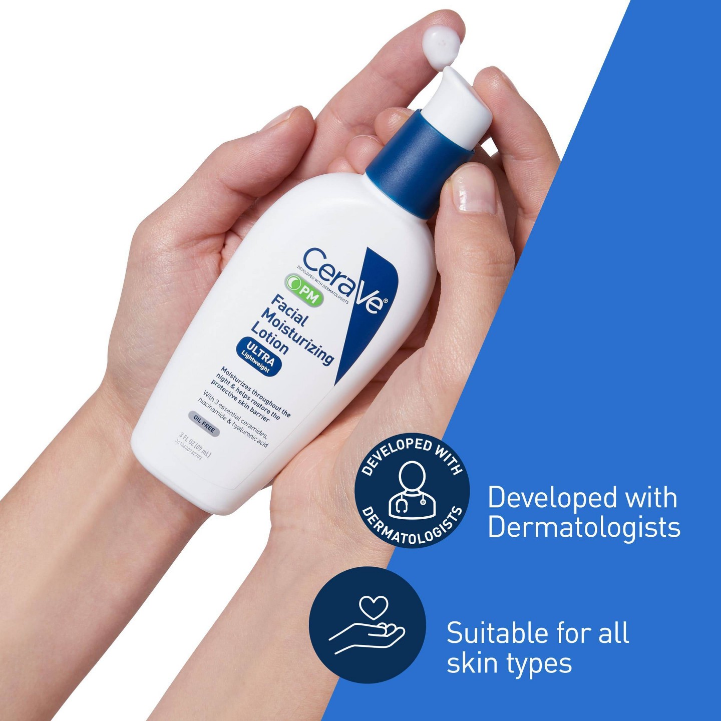 Ночной увлажняющий лосьон CeraVe PM, 3 fl oz, цвет: Кремовый — фото 4