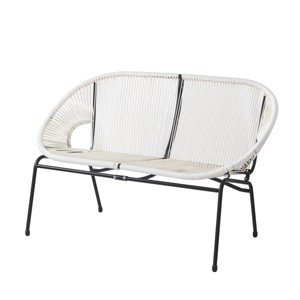 Outdoor Patio Rattan Loveseat,Modern Hammock Weave Loveseat with Metal Frame,PE Rattan Loveseat Bench for Garden or Deck-Coolbibila - 1 of 4