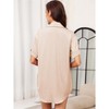 Clearlove  Women's Satin Nightshirt Button Down Sleepshirt Silk Short Sleeve Nightgown Boyfriend Notch Collar Sleepwear - 4 of 4