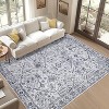 Washable Boho Vintage Runner Rug, Soft Low Pile Non-Slip Carpet for Hallway, Kitchen, Entryway, Neutral Retro Pattern, gray - 2 of 4
