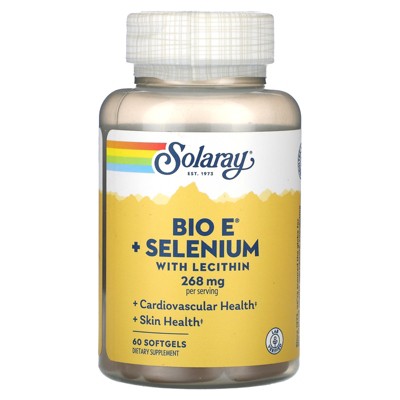Solaray Bio E + Selenium with Lecithin, 60 Softgels