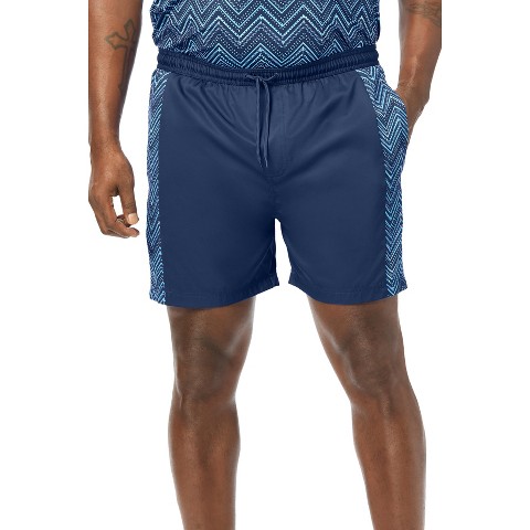KingSize 5" Contrast Swim Shorts With Super Stretch Liner - 8XL, Navy Chevron