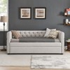 85" Daybed with Trundle Upholstered Tufted Sofa Bed Button Tuft Square Arms Copper Nailhead Twin Size - 2 of 4