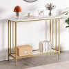 Console Table, Sofa Tables Narrow Entryway Table with Glass Shelf and Metal Frame, 41.5" Behind Couch Table Industrial Hallway Table , Rustic Grey - 4 of 4