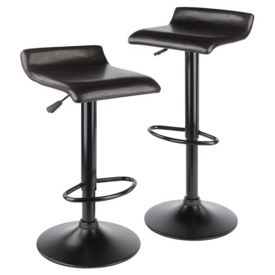 Winsome Set Of 2 Paris Airlift Adjustable Swivel Stool With Faux Leather Seat And Black Metal Base Espresso black Kitchen Island Chairs Target