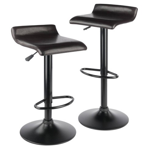 Set Of 2 Paris Airlift Adjustable Swivel Stool With Faux Leather