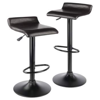 Set of 2 Paris Airlift Adjustable Swivel Stool with Faux Leather Seat and Black Metal Base Espresso/Black - Winsome