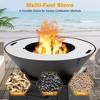 Tangkula Patio Fire Pit w/ Firewood Log Rack Outdoor Wood Burning Fireplace w/ Grill & Ash Box - 4 of 4
