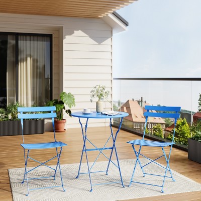 Whizmax Indoor/Outdoor 3-Piece Bistro Set Folding Table and Chairs Patio Seating