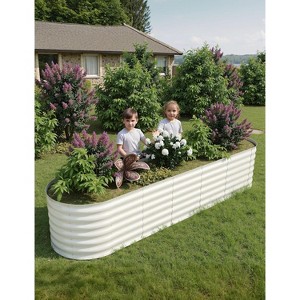 2PCS Galvanized Raised Garden Beds 4x2x2 FT, Beige, Self-Watering Metal Planters, Oval Decorative Raised Beds, Beige - 1 of 4