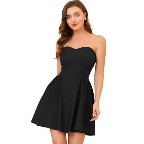 Женские платья INSPIRE CHIC Women's Strapless Sweetheart Neck Off Shoulder Sleeveless Fit And Flare Mini Party Dress Medium Black