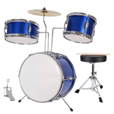 SKONYON 3-Piece Junior Drum Set with Throne, Pedal and Drumsticks